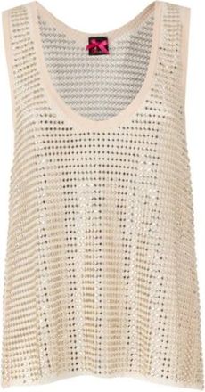 Pinko Mesh Tanktop - Dames - Tops zonder mouwen - Geel - M - Polyester - Tops