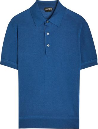 Tom Ford Gauge Cashmere and Silk-blend Polo Shirt - Blue - 46 (IT46 / S)