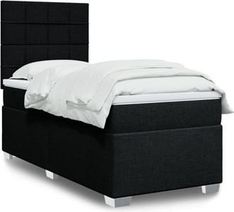 vidaXL Cama Box Spring Con Colch&oacute;n Tela Negro 100x200 Cm Vidaxl
