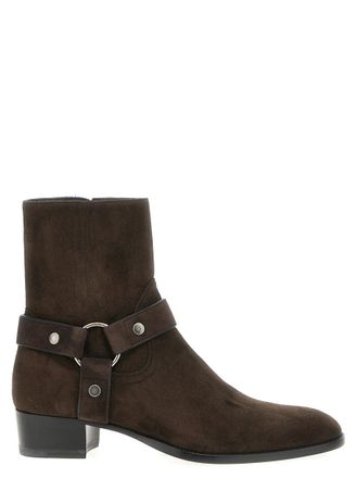 Saint Laurent Dark Brown Wyatt Ankle Boots