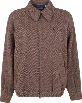 Ralph Lauren Windbreaker With Herringbone Fabric Woven Bomber Co