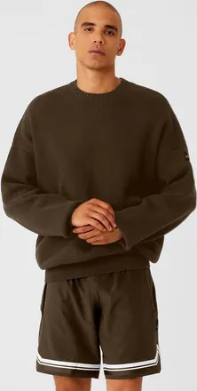 Alo | Scholar Crewneck Neck Sweater Top in Espresso Brown, Size: 2XL