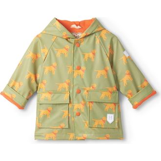 Hatley Kids Camping Puppies Rain Jacket in Green at Nordstrom, Size 12-18M