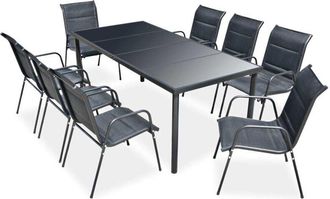 vidaXL Juego De Comedor De Jard&iacute;n 9 Piezas De Acero Negro Vidaxl