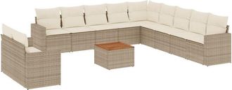 vidaXL Set De Sof&aacute;s De Jard&iacute;n 12 Pzas Y Cojines Rat&aacute;n Sint&eacute;tico Marr&oacute;n Vidaxl