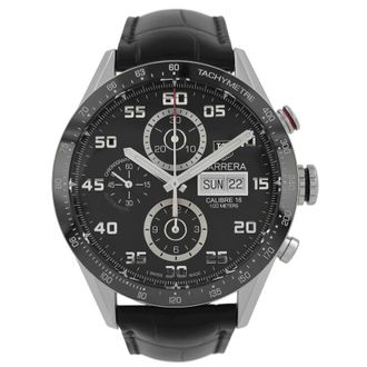 Tag Heuer Pre-owned Tag Heuer Carrera Chronograph Black Dial Mens Watch CV2A1R.BA0799