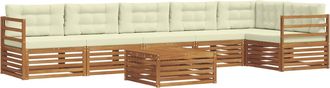 vidaXL Conjunto De Sof&aacute;s De Exterior 7 Uds. Natural Y Crema Vidaxl