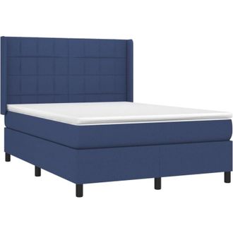 vidaXL Vidaxl - Cama Box Spring Colch&oacute;n Y Luces Led Tela Azul 140x190 Cm