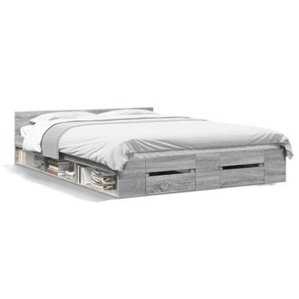Berkfield Home Bed Frame with Drawers without Mattress Grey Sonoma 140x200 cm