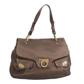 Ferragamo Gancini Handbag Leather Brown Leather Handbag (Pre-Owned)