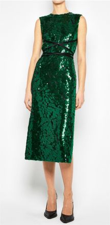 Prabal Gurung Sequin Midi Sheath Dress In Green