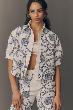 Free People Faye Short-Sleeve Buttondown Top