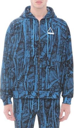 HVMAN Camo Print Embroidered Cotton Zip-Up Hoodie in Crinkled at Nordstrom Rack, Size Xxx-Large
