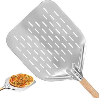 OEM Pala Para Pizza, Deslizador Para Pizza Perforado Grande De 40 &times; 30 Cm, Con Mango De Madera Desmontable De 38 Cm, F&aacute;cil De Usar Para Piedra Pizza