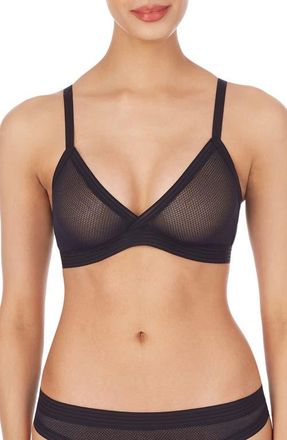 DKNY Sheer Stripe Triangle Bralette in Black at Nordstrom, Size X-Large