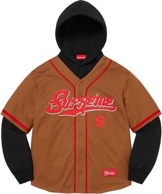 SUPREME Felpa Baseball Jersey con cappuccio - Marrone
