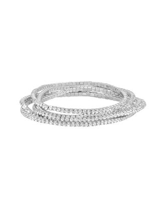 Adornia Adornia Rhodium Plated Stretch Bracelet