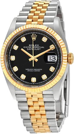 Rolex Datejust 36 Black Diamond Dial Mens Stainless Steel and 18kt Yellow Gold Jubilee Watch 126233BKDJ