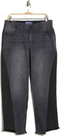 Democracy Frayed Step Hem High Waist Ankle Straight Leg Jeans in Grey/Black at Nordstrom Rack, Size 16W