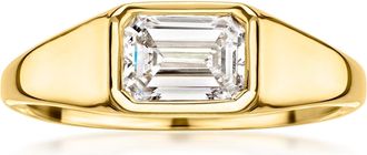 Ross-Simons Emerald-Cut Lab-Grown Diamond Ring in 18kt Gold Over Sterling