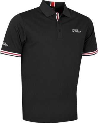 Oscar Jacobson Mens Durham Tour Golf Polo Shirt - Black/Red - XL