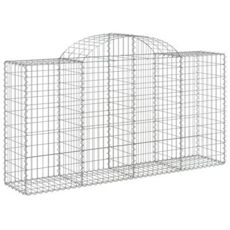 Berkfield Home Decorative Arched Gabion Baskets 14 pcs 200x50x100/120 cm Galvani in Silver