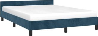 vidaXL Estructura De Cama Sin Colch&oacute;n Terciopelo Azul Oscuro 140x190cm Vidaxl