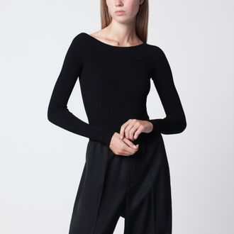 Alaia Body con spalle scoperte in maglia a coste nero