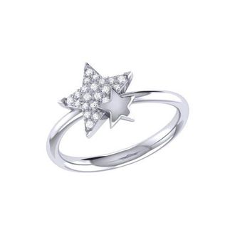 LuvMyJewelry Dazzling Starkissed Duo Sterling Silver Diamond Ring at Nordstrom, Size 6.5