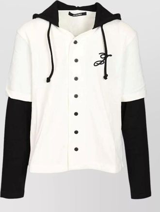 Jacquemus hooded t shirt contrast sleeves embroidery