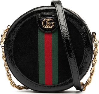 Gucci Pre-owned Womens Mini Suede Ophidia Round Crossbody - Black Leather - One Size