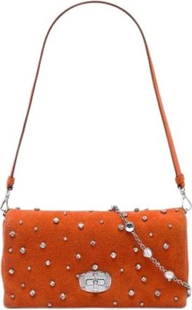 Miu Miu Pre-owned Suede Satchel - Dames - Vintage Schoudertas - Oranje - ONE Size - Leer - Vintage