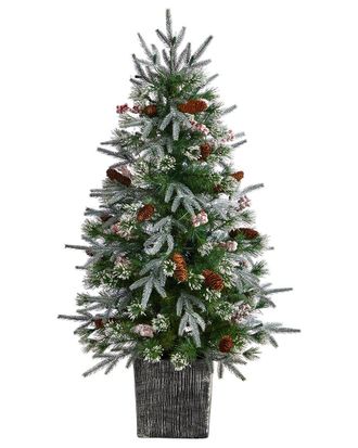 Nearly Natural 4Ft. Frosted Artificial Christmas Tree Pre-Lit