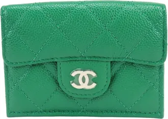 Chanel Green Grained Calfskin Wallet (Tri-Fold) (Pre-Owned)