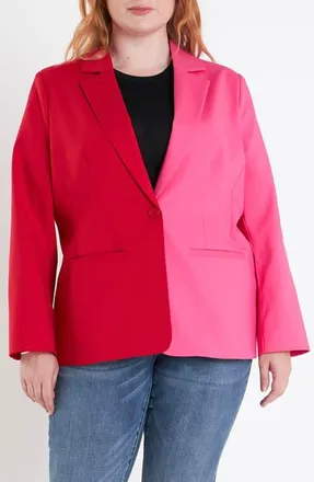 English Factory Colorblocked Blazer in Red Fuchsia at Nordstrom, Size 3X