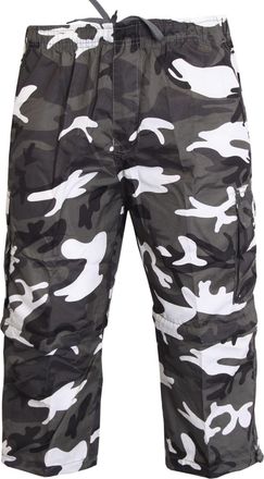 Generic Google Mens Army 3/4 Elasticated Waist Long Shorts Military Cargo Combat Pockets CAMO[White Camo,M]