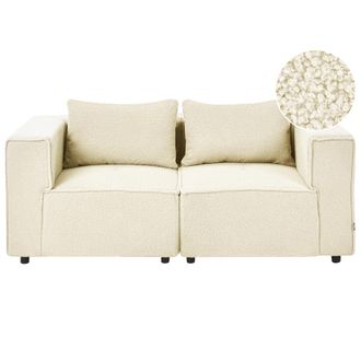Beliani Sof&aacute; Modular Moderno De Boucl&eacute; De 2 Plazas Con Dos Piezas Esquineras Modulares Blanco Crema Axebo