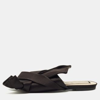 N&deg;21 N21 Black Satin Knot Slide Sandals