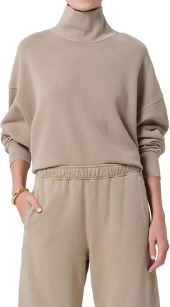 Citizens Of Humanity Jemma Mock Neck Sweatshirt In Catalina Light Beige