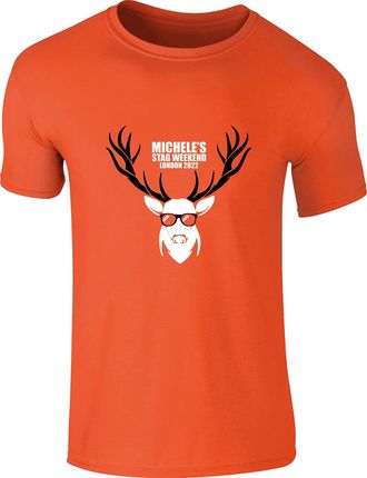 Generic Personalised Stag Do T-Shirt Your Custom Name, City and Date Stag Weekend Boys Night Out Bachelor Party Unisex Gift Tee Top (Orange, XL)