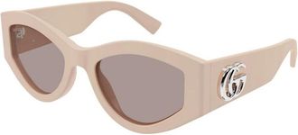 Gucci Ovale Zonnebril - Dames - Zonnebrillen - Roze - 53 MM - Nylon - Accessoires