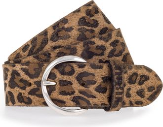 Mustang Lederg&uuml;rtel MUSTANG, Damen, Gr. 100, braun (taupe, schwarz braun), Rindsleder, animal-print, G&uuml;rtel Lederg&uuml;rtel, Florales oder Animal-Design, 4 cm bre