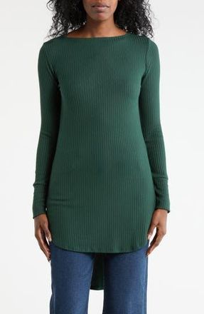 Go Couture Boat Neck High Low Sweater in Aventurine at Nordstrom Rack, Size X-Large