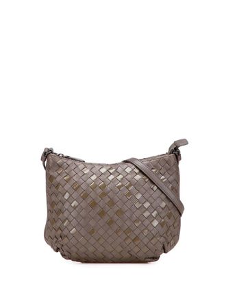 Bottega Veneta 2012-2025 Intrecciato nappa en lakleren crossbodytas - Bruin