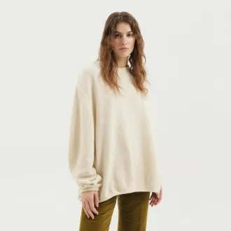 1989 STUDIO Maglione bianco a coste con spacchi