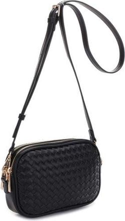 Mali + Lili Ava Diamond Weave Double Compartment Crossbody Bag in Black at Nordstrom Rack