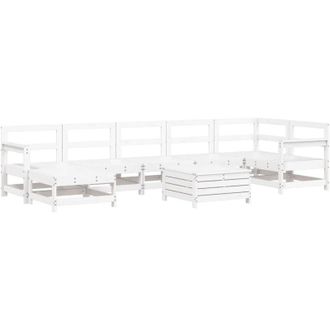 vidaXL Vidaxl - Juego De Sof&aacute;s De Jard&iacute;n 8 Pzas Madera Maciza De Pino Blanco
