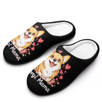 Generic Corgi Mama Mom Womens Slippers Warm House Slippers Indoor House Shoes with Anti-Skid Rubber Sole