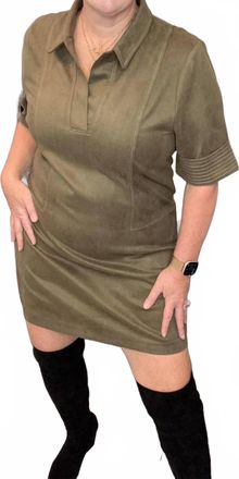 THML Clothing Suede Society Mini Dress In Olive