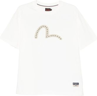 Evisu Ht Seagull bedrukt RVS T-shirt met metalen studs